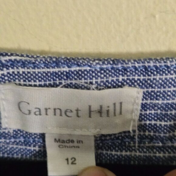 Garnet Hill 100% Linen Micro Striped Sheath Dress Size 12 - Picture 3 of 4